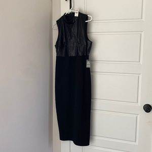 Express faux leather long black dress